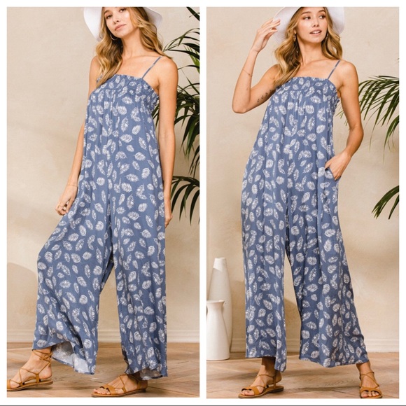 33 Élif Sleeveless Leaf Print Romper/Jumpsuit - Picture 5 of 5